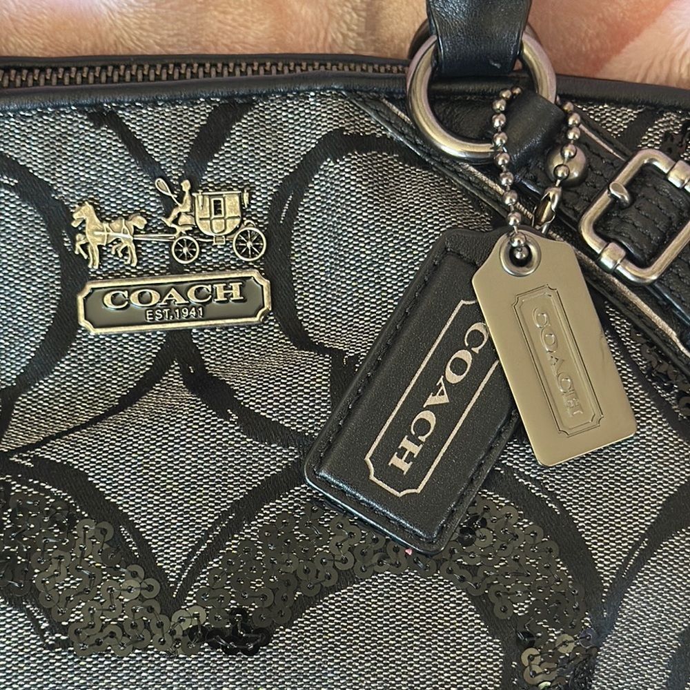 Coach Madison Sequin Op Art Sophia Satchel handbag - Picture 5 of 13